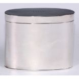 An 18th century Austrian silver oval tea caddy, hinged cover inscribed Green, 12.5cm wide, maker
