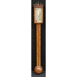 A 19th century mahogany stick barometer, silvered register inscribed B. Sandrino, No 162, Dale