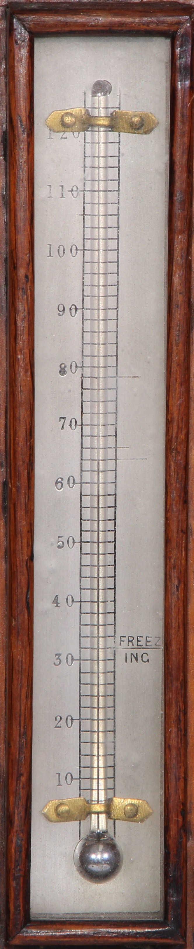 A Victorian oak combination wall timepiece, barometer and thermometer, 9cm clock dial inscribed with - Image 3 of 4