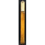 A 19th century oak stick barometer, J. Davis & Son, London & Derby, subsidiary thermometer, 93.5cm