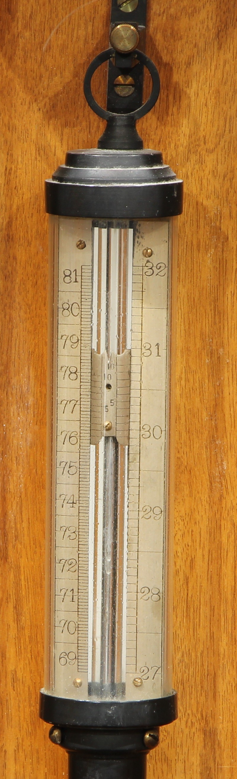 A late 19th century Fortin pattern marine barometer, the silvered register reading in inches and - Image 3 of 4