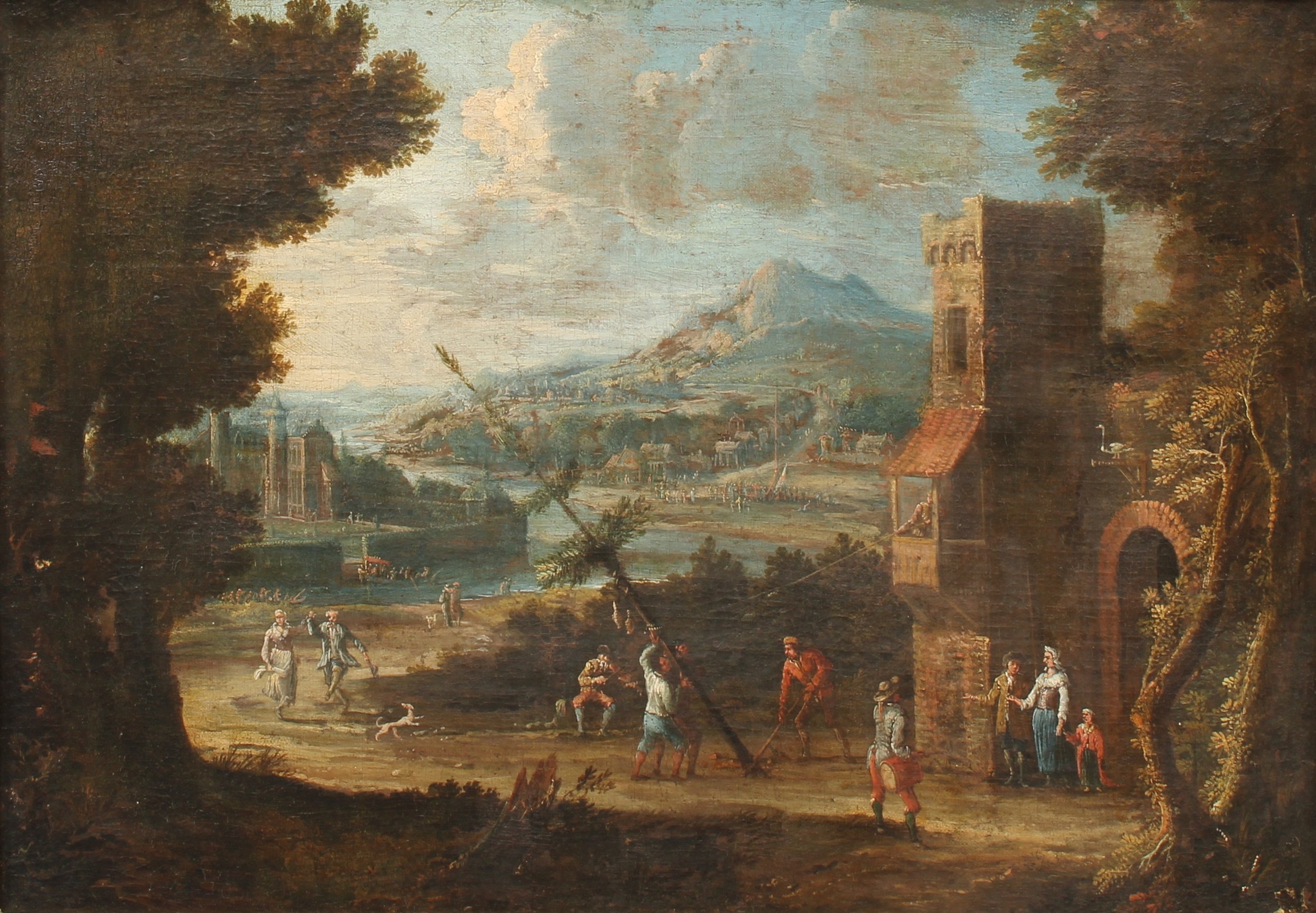 Continental School (late 17th/18th century) An Italian Landscape, the foreground with rustic figures