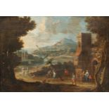 Continental School (late 17th/18th century) An Italian Landscape, the foreground with rustic figures