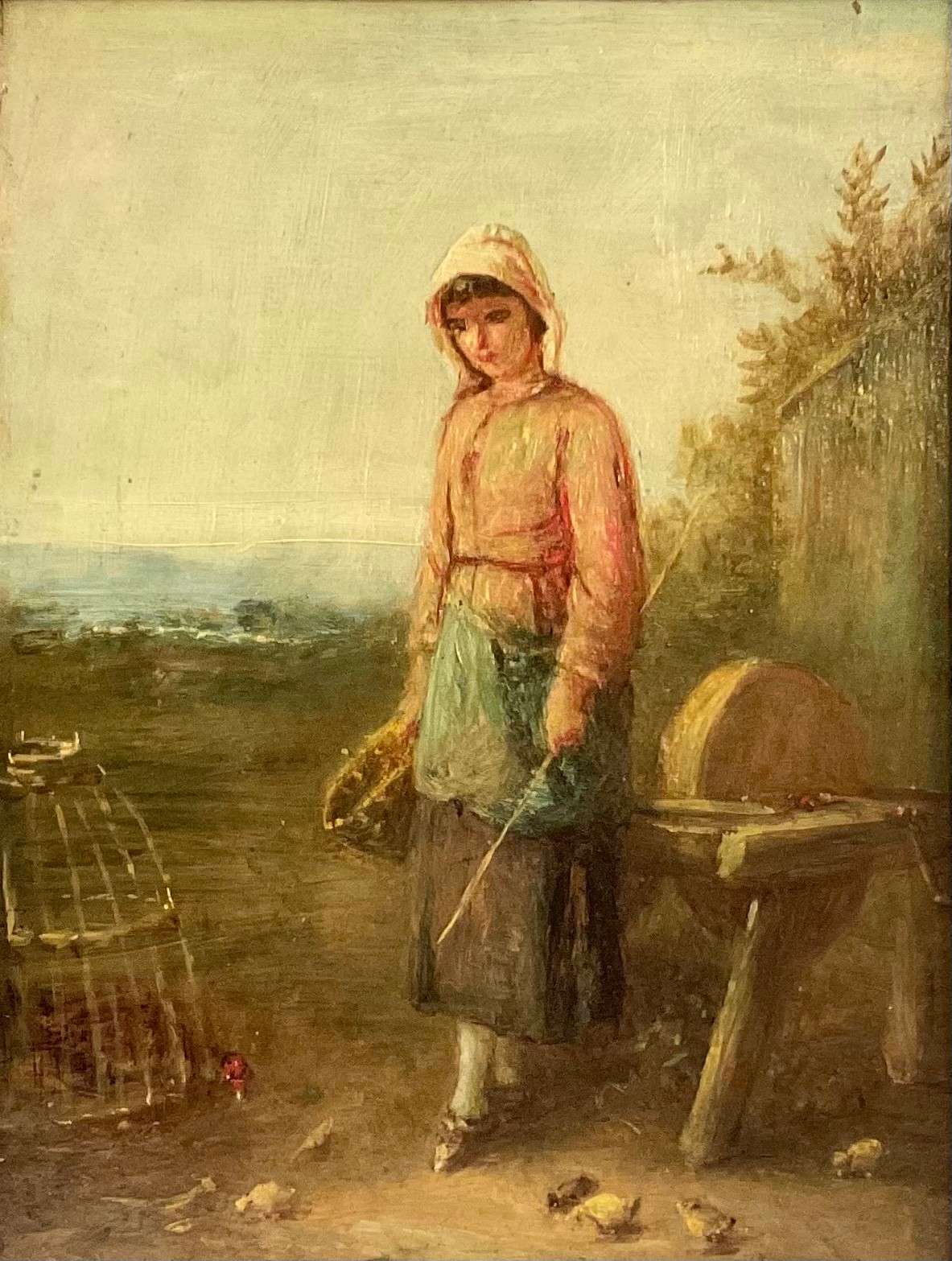 English School (19th century) A pair, Fetching Water and Feeding the Chicks oil on board, 28.5cm x - Image 2 of 4