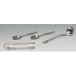 An early Victorian Scottish silver single-struck King's pattern sauce ladle, 18cm long, James