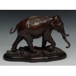 Juliet Cursham (Bn.1960), a brown patinated bronze, of an elephant, 23.5cm long, signed in the