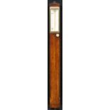 A 19th century oak stick barometer, J. Davis & Son, Derby, subsidiary thermometer, 96.5cm high