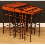 A set of Regency specimen timber quartetto tables, probably Gillows of Lancaster and London,