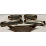 A George III Old Sheffield Plate oval snuffer tray or waiterm deep gallery, ball feet, crested, 18cm