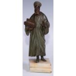 Degrange (first-half, 20th century), a cold-painted and patinated Art Deco bronze, of an Arab,