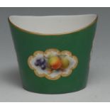 A Royal Worcester oval vase, painted by Cole, signed, with alternating cartouches of ripe fruit