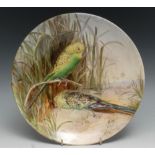 The Howell & James Art Pottery Exhibition - an Aesthetic Movement circular dish, painted with