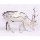 An Elizabeth II cast silver model of a stag, 13cm long, C F Hancock & Co, London 1993, 192g