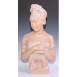 After Joseph Chinard (1756-1813), a plaster bust, Madame Recamier, signed in the maquette and