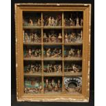A 19th century giltwood and painted diorama, depicting the Passion of Jesus and the Stations of