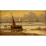 Attributed to Edwin Hayes (1819 - 1904) On the Coast oil on panel, 11.5cm x 21.5cm