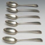 Hester Bateman - a set of six George III silver Old English pattern table spoons, London 1784, 402g