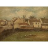 E Ellis (late 19th century) Dore Village signed, oil on canvas, 29cm x 39cm