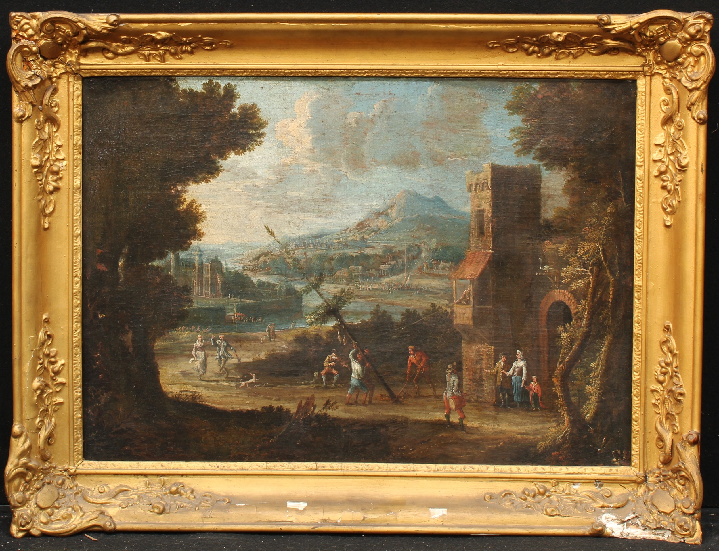 Continental School (late 17th/18th century) An Italian Landscape, the foreground with rustic figures - Image 2 of 3