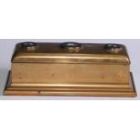 A 19th century Derbyshire Ashford marble mounted gilt brass rectangular writing box, hinged cover