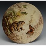 The Howell & James Art Pottery Exhibition - an Aesthetic Movement circular plate, painted by J F