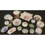 Ceramics - a Holyrood house trinket box; Royal Worcester pin try; Crown Staffordshire; Coalport;