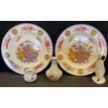 A pair of Wedgwood Basket pattern, 26.5cm diameter dinner plates; Poole model Penguin etc