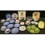 A Vaseline style glass dressing table set; Caithness glass bowl; Spodes Italian tea wares; others