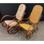 A bentwood rocking chair, Bergere cane back and seat, another upholstered, All furniture