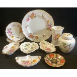 Royal Crown Derby - Posies pattern trinket dishes, plates, vase; Wedgwood Wild Strawberry ginger