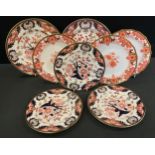 Royal Crown Derby - a pair of 383 pattern dinner plates, first; three side plates, seconds; three