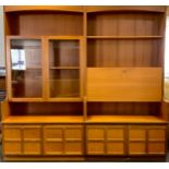 A Nathan Furniture squares two section bookcase display cabinet, 193.5cm high, 204cm wide