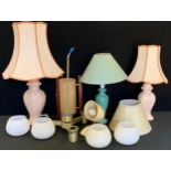 Lighting - a 1970's side light; a ceiling light; side lamps, light shades, etc