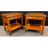 Brigitte Forestier for John Lewis - a pair of cherrywood bedside tables, drawer to frieze, shelf