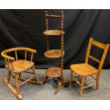 A late 19th century child's ash and elm rocking chair; a similar child's ash and elm chair; an early