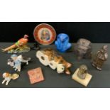 Egyptian tourist ware; model pheasant; others, dogs; etc