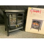 A Dimplex electric stove, boxed