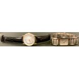 A Maurice Lacroix lady's wristwatch, leather strap; another (2)
