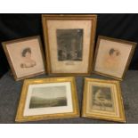 Early 19th century French engravings - Portraits - 'La Jeune Francaise', and 'La Belle