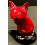 A Royal Doulton Flambe fox, 11cm high, printed marks