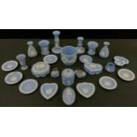 Wedgwood Jasperware - pair of vases; candlesticks; trinket boxes and covers, small planter etc