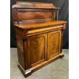 A Victorian rosewood chiffonier sideboard, quarter galleried top with single shelf and turned