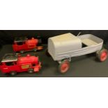 A Triang Tin Plate Puff Puff train; another; a Triang style child's pedal car (3)