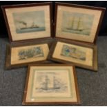 Pictures and Prints - Early 20th century engravings and lithographs, nautical subjects, etc, (5).