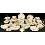 A Extensive Queen's Virginia Strawberry pattern tea, coffee and dinner service for twelve, including