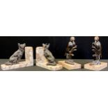 Art Deco French bookends, Terrier, Woodpecker (4)