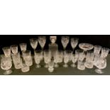 Tutbury and other cut glass - decanter, two tumblers; six beakers; others; wine glasses; sherry