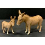 Beswick models - Donkey & Foal, gloss, printed marks, (2)