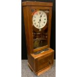 A Simplex 'Gledhill' chain fusee clocking-in clock, oak case, 84421, 115cm high