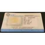 Loose Gemstone - a natural fire opal, oval caochon, 3.02ct, AIG Milan sealed, certificate